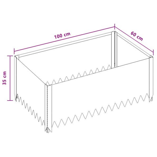 vidaXL Obrubník trávnika 4 pcs 100 x 60 x 35 cm Oceľ Hrdzavý – Obrázok 10