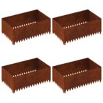 vidaXL Obrubník trávnika 4 pcs 100 x 60 x 35 cm Oceľ Hrdzavý – Obrázok 2