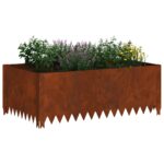 vidaXL Obrubník trávnika 4 pcs 100 x 60 x 35 cm Oceľ Hrdzavý – Obrázok 3