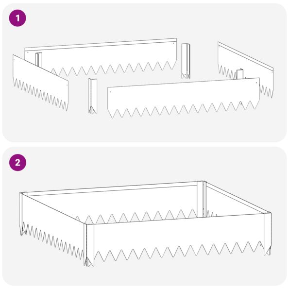 vidaXL Obrubník trávnika 100 x 100 x 20 cm Oceľ Hrdzavý – Obrázok 8