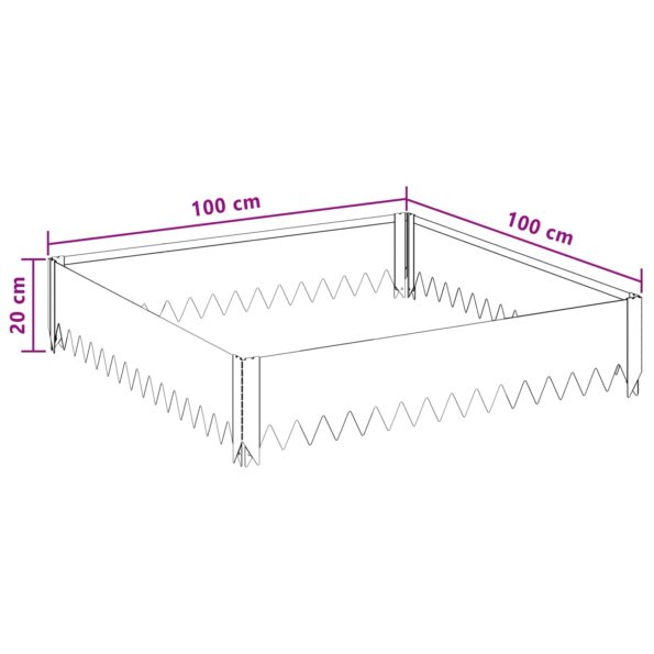 vidaXL Obrubník trávnika 100 x 100 x 20 cm Oceľ Hrdzavý – Obrázok 9
