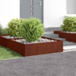 vidaXL Obrubník trávnika 4 pcs 100 x 100 x 35 cm Oceľ Hrdzavý