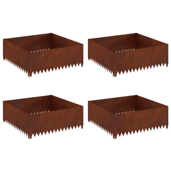 vidaXL Obrubník trávnika 4 pcs 100 x 100 x 35 cm Oceľ Hrdzavý – Obrázok 2