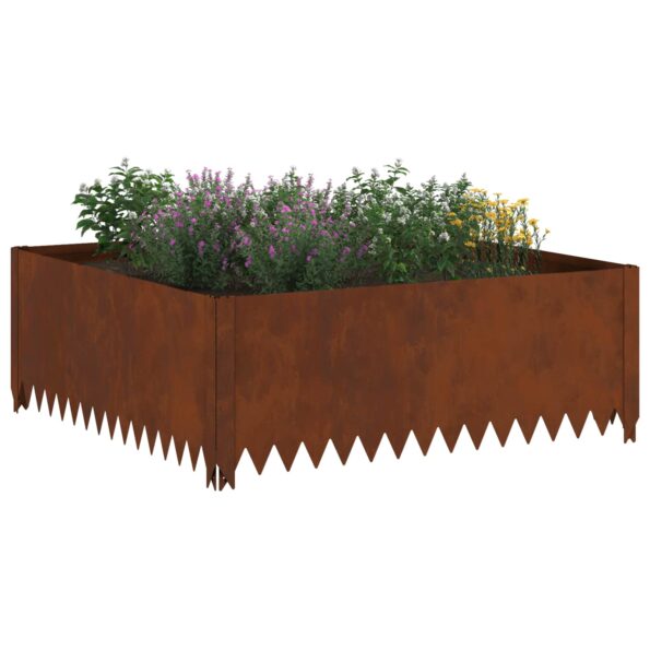 vidaXL Obrubník trávnika 4 pcs 100 x 100 x 35 cm Oceľ Hrdzavý – Obrázok 3