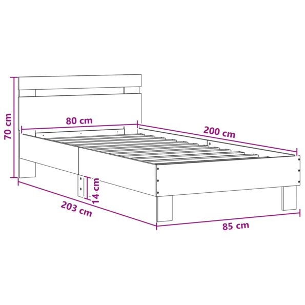 vidaXL Posteľový rám s LED Biela 80 x 200 cm Kompozitné drevo – Obrázok 10