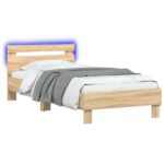 vidaXL Posteľový rám s LED Dub sonoma 80 x 200 cm Kompozitné drevo – Obrázok 2