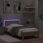 vidaXL Posteľový rám s LED Dub sonoma 80 x 200 cm Kompozitné drevo – Obrázok 3