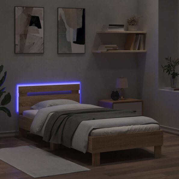 vidaXL Posteľový rám s LED Dub sonoma 80 x 200 cm Kompozitné drevo – Obrázok 3