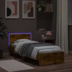 vidaXL Posteľový rám s LED Dymový dub 80 x 200 cm Kompozitné drevo – Obrázok 3