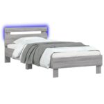 vidaXL Posteľový rám s LED Sivý Sonoma 80 x 200 cm Kompozitné drevo – Obrázok 2