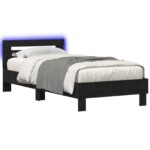 vidaXL Posteľový rám s LED Čierny dub 80 x 200 cm Kompozitné drevo