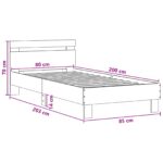 vidaXL Posteľový rám s LED Čierny dub 80 x 200 cm Kompozitné drevo – Obrázok 8