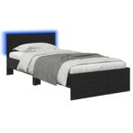 vidaXL Posteľový rám s LED Čierny dub 80 x 200 cm Kompozitné drevo – Obrázok 2