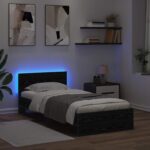vidaXL Posteľový rám s LED Čierny dub 80 x 200 cm Kompozitné drevo – Obrázok 3