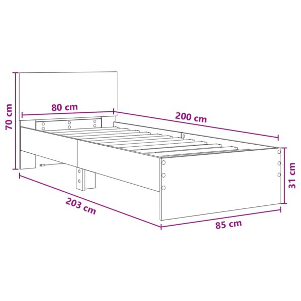 vidaXL Posteľový rám s LED Dub artisan 80 x 200 cm Kompozitné drevo – Obrázok 10