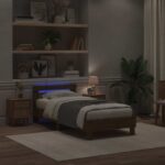 vidaXL Posteľový rám s LED Dub artisan 80 x 200 cm Kompozitné drevo – Obrázok 3