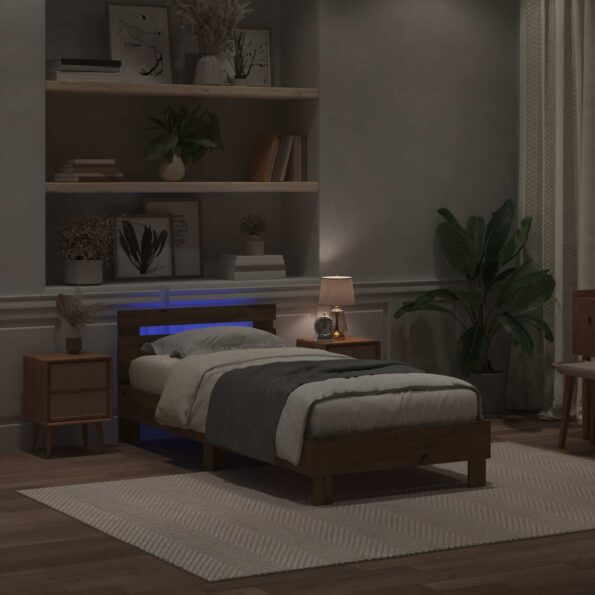 vidaXL Posteľový rám s LED Dub artisan 80 x 200 cm Kompozitné drevo – Obrázok 3