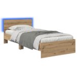 vidaXL Posteľový rám s LED Dub artisan 80 x 200 cm Kompozitné drevo – Obrázok 2