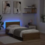 vidaXL Posteľový rám s LED Dub artisan 80 x 200 cm Kompozitné drevo – Obrázok 3