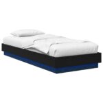 vidaXL Posteľový rám s LED Čierny dub 80 x 200 cm Kompozitné drevo