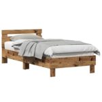 vidaXL Rám postele s čelom Staré drevo 80 x 200 cm Kompozitné drevo – Obrázok 2