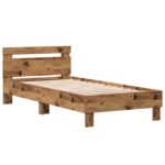 vidaXL Rám postele s čelom Staré drevo 80 x 200 cm Kompozitné drevo – Obrázok 3