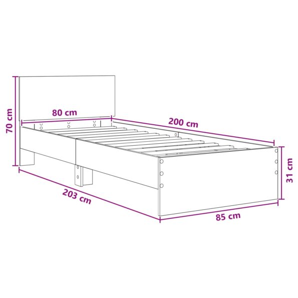 vidaXL Rám postele s čelom Čierny dub 80 x 200 cm Konštruované drevo – Obrázok 8