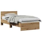 vidaXL Rám postele s čelom Dub artisan 80 x 200 cm Konštruované drevo – Obrázok 2