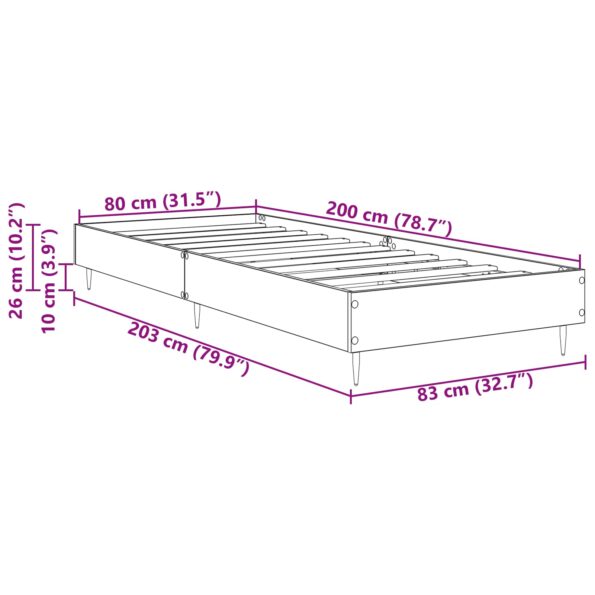vidaXL Rám postele Dub sonoma 80 x 200 cm Kompozitné drevo – Obrázok 9