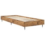 vidaXL Rám postele Staré drevo 80 x 200 cm Kompozitné drevo – Obrázok 2