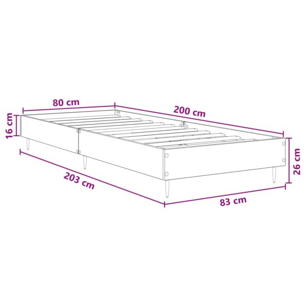 vidaXL Rám postele Čierny dub 80 x 200 cm Kompozitné drevo – Obrázok 7