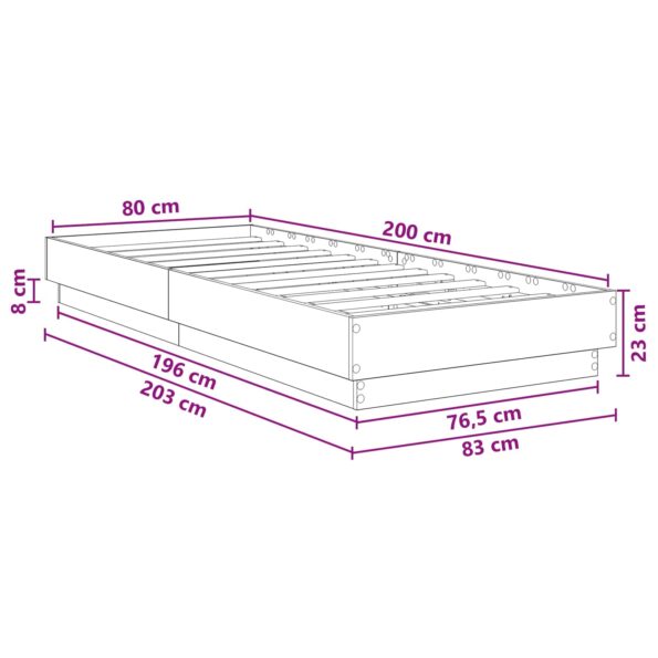 vidaXL Rám postele na podlahe Biela 80 x 200 cm Kompozitné drevo – Obrázok 7