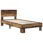 vidaXL Rám postele s čelom Staré drevo 80 x 200 cm Kompozitné drevo – Obrázok 2
