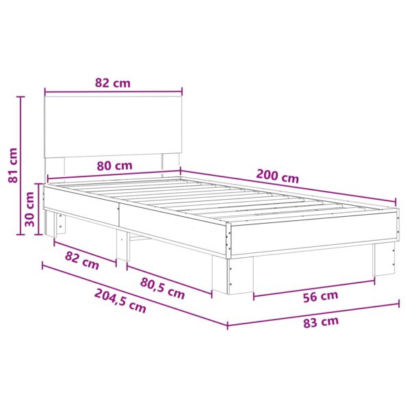 vidaXL Rám postele s čelom Dub artisan 80 x 200 cm Kompozitné drevo – Obrázok 8