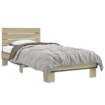vidaXL Rám postele s čelom Dub sonoma 80 x 200 cm Kompozitné drevo – Obrázok 2