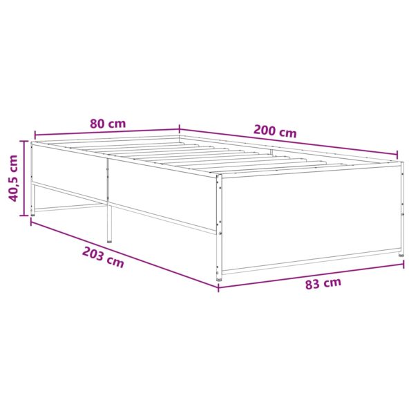 vidaXL Rám postele Staré drevo 80 x 200 cm Kompozitné drevo – Obrázok 6