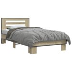 vidaXL Rám postele s čelom Dub sonoma 80 x 200 cm Kompozitné drevo – Obrázok 2