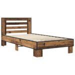 vidaXL Rám postele s čelom Staré drevo 80 x 200 cm Kompozitné drevo – Obrázok 2