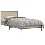 vidaXL Rám postele s čelom Dub sonoma 80 x 200 cm Kompozitné drevo – Obrázok 2