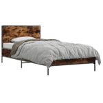 vidaXL Rám postele s čelom Dymový dub 80 x 200 cm Kompozitné drevo – Obrázok 2