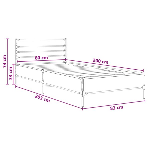 vidaXL Rám postele Dub artisan 80 x 200 cm Kompozitné drevo – Obrázok 7