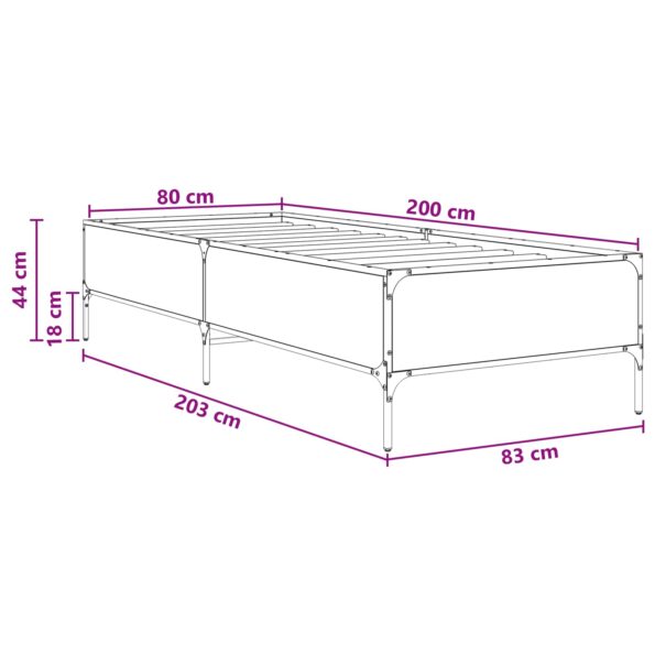 vidaXL Rám postele Dymová dub 80 x 200 cm Kompozitné drevo – Obrázok 7
