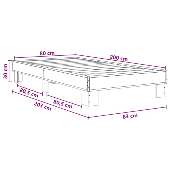 vidaXL Rám postele Dymová dub 80 x 200 cm Kompozitné drevo – Obrázok 7