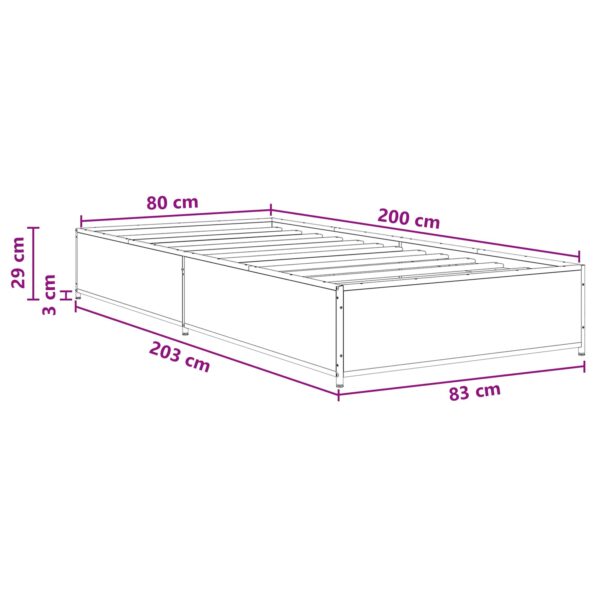 vidaXL Rám postele Dymový dub 80 x 200 cm Kompozitné drevo – Obrázok 7