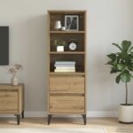vidaXL Highboard Dub artisan 40 x 36 x 110 cm Kompozitné drevo – Obrázok 4