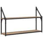 vidaXL Stenná polica Nástenná montáž Dub artisan 80 x 21 x 51 cm – Obrázok 2