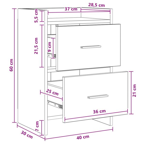 vidaXL Nočné stolíky 2 pcs Dub artisan 40 x 30 x 60 cm – Obrázok 10