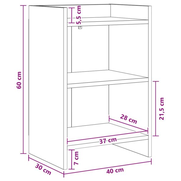 vidaXL Nočné stolíky Dymový dub 40 x 30 x 60 cm Kompozitné drevo – Obrázok 5