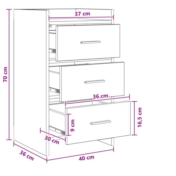 vidaXL Nočné stolíky Biela 40 x 36 x 70 cm Kompozitné drevo – Obrázok 10