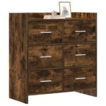 vidaXL Servírovacia skriňa Dymový dub 75 x 33 x 80 cm Kompozitné drevo – Obrázok 2